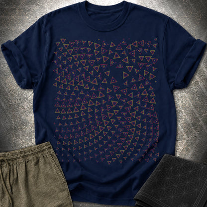 Psychedelic Triangle Optical Illusion Geometric Pattern T-Shirt - Psychedelic Triangle Optical Illusion Geometric Pattern T-Shirt - Navy