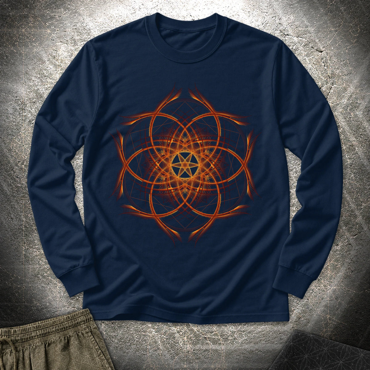 Geometric Sunset Long Sleeve Shirt - Geometric Sunset Long Sleeve Shirt - Navy