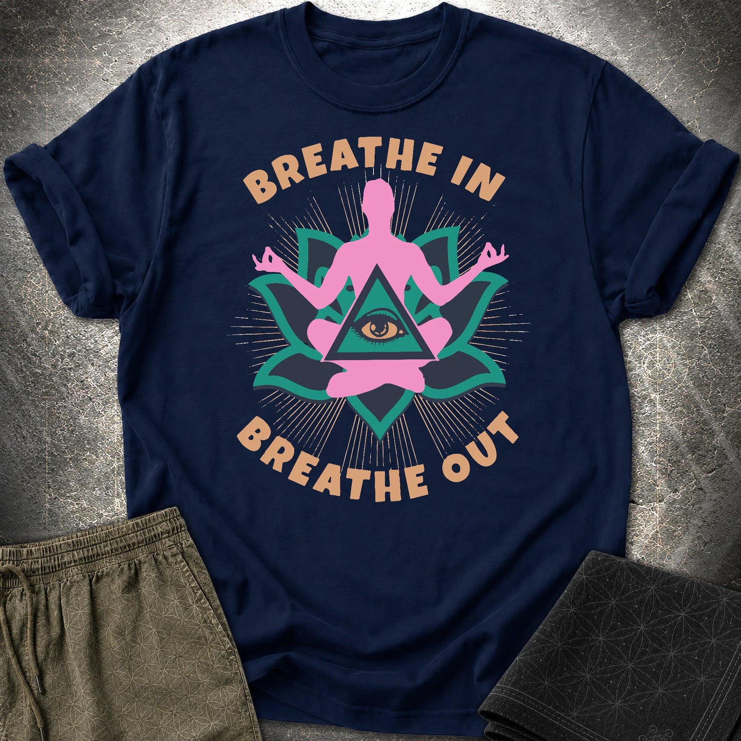 Breathe In Breathe Out T-Shirt - Breathe In Breathe Out T-Shirt - Navy