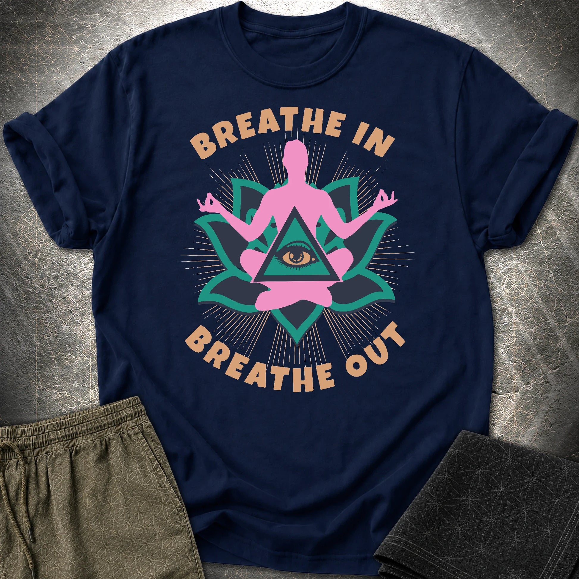 Breathe In Breathe Out T-Shirt - Breathe In Breathe Out T-Shirt - Navy