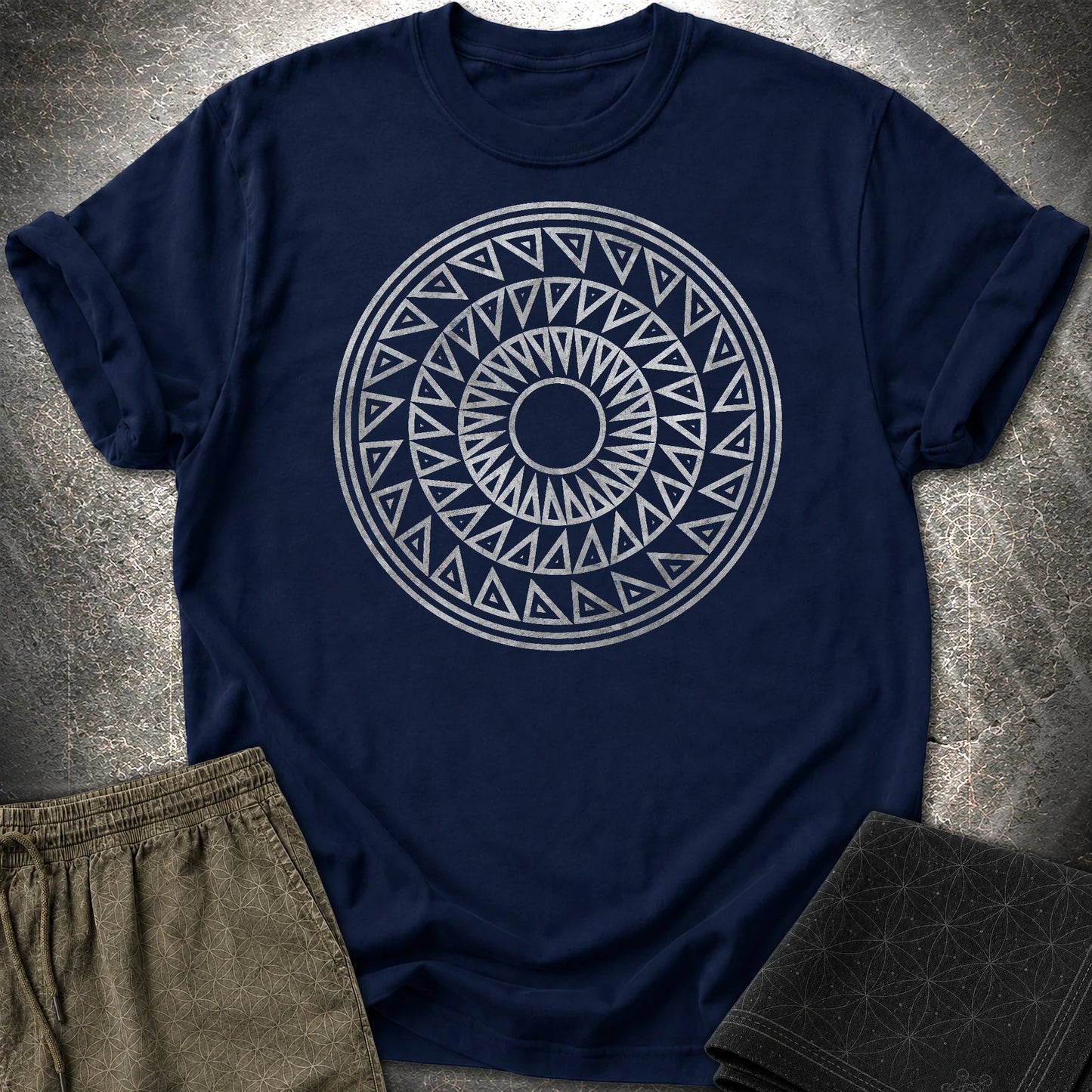 Crop Circle Silver T-Shirt - Crop Circle Silver T-Shirt - Navy