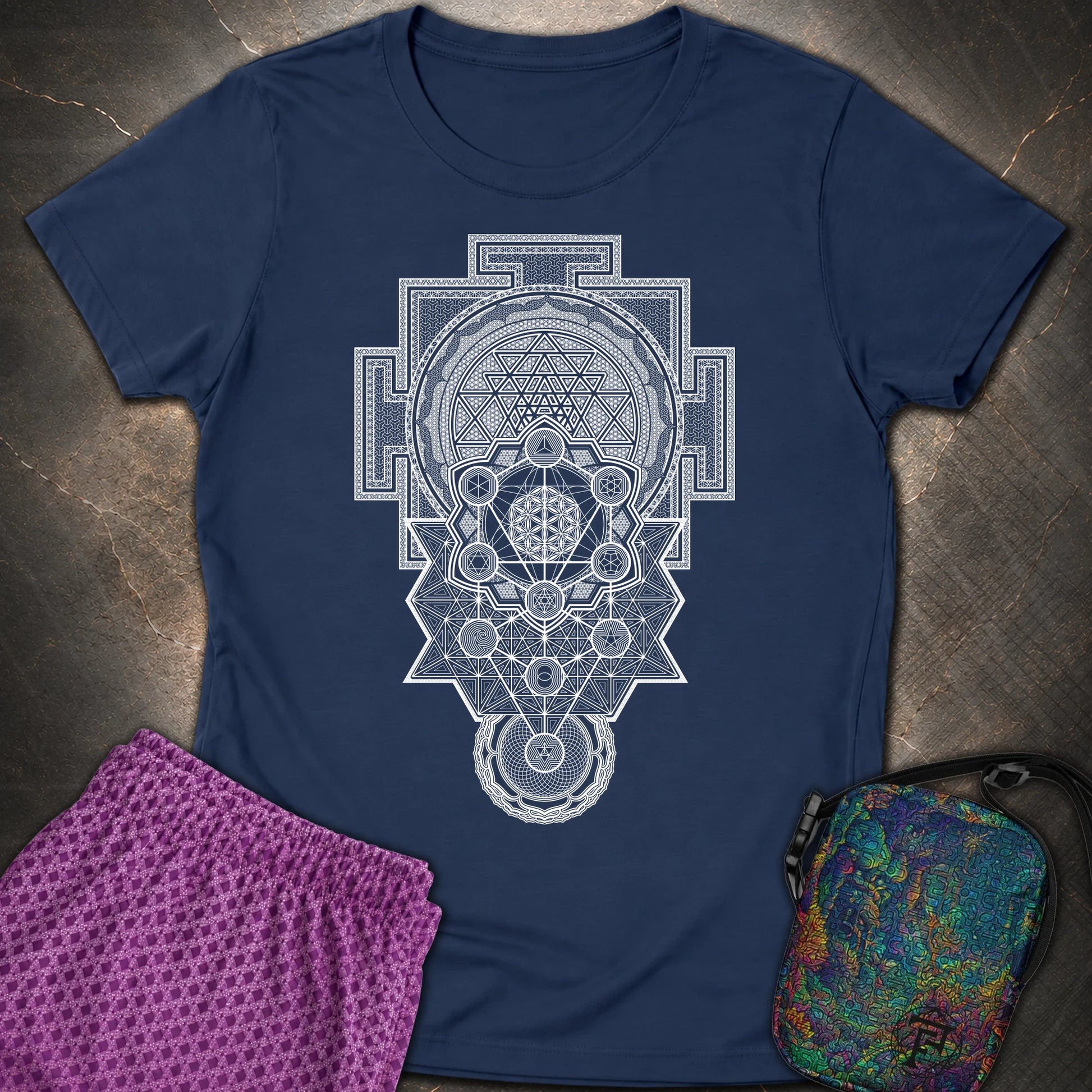 Sacred Geometry Encyclopedia - Sacred Geometry Encyclopedia Womens T-Shirt - Navy