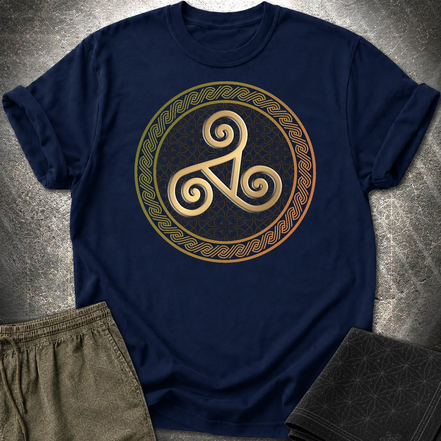 Celtic Triskelion T-Shirt - Celtic Triskelion T-Shirt - Navy