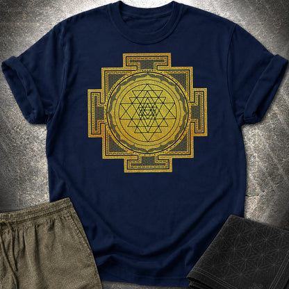 Sri Yantra Intricate Patterns T-Shirt - Sri Yantra Intricate Patterns T-Shirt - Navy