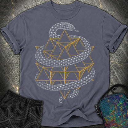 Serpent Tetrahedron Merkaba Geometry - Serpent Tetrahedron Merkaba Geometry Comfort T-Shirt - Navy