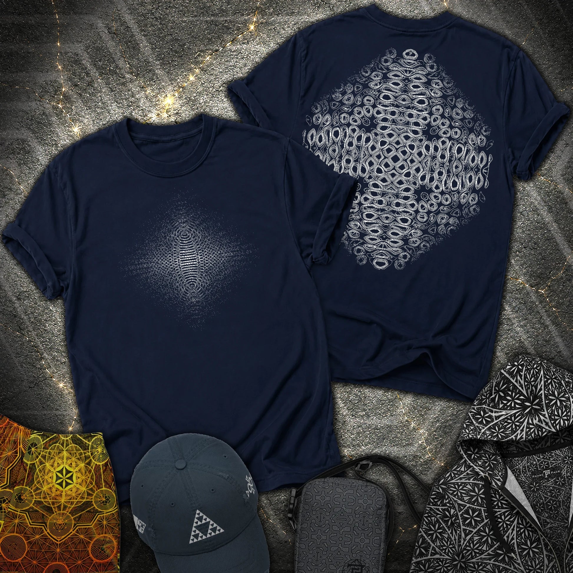 Cymatic Frequency 2 Sided T-Shirt - Cymatic Frequency 2 Sided T-Shirt - Navy