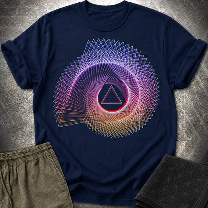 Spiralling Gradient Triangle - Spiralling Gradient Triangle T-Shirt - Navy