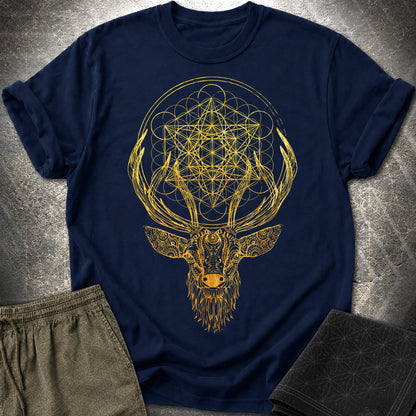 Metatron's Cube Deer T-Shirt - Metatron's Cube Deer T-Shirt - Navy