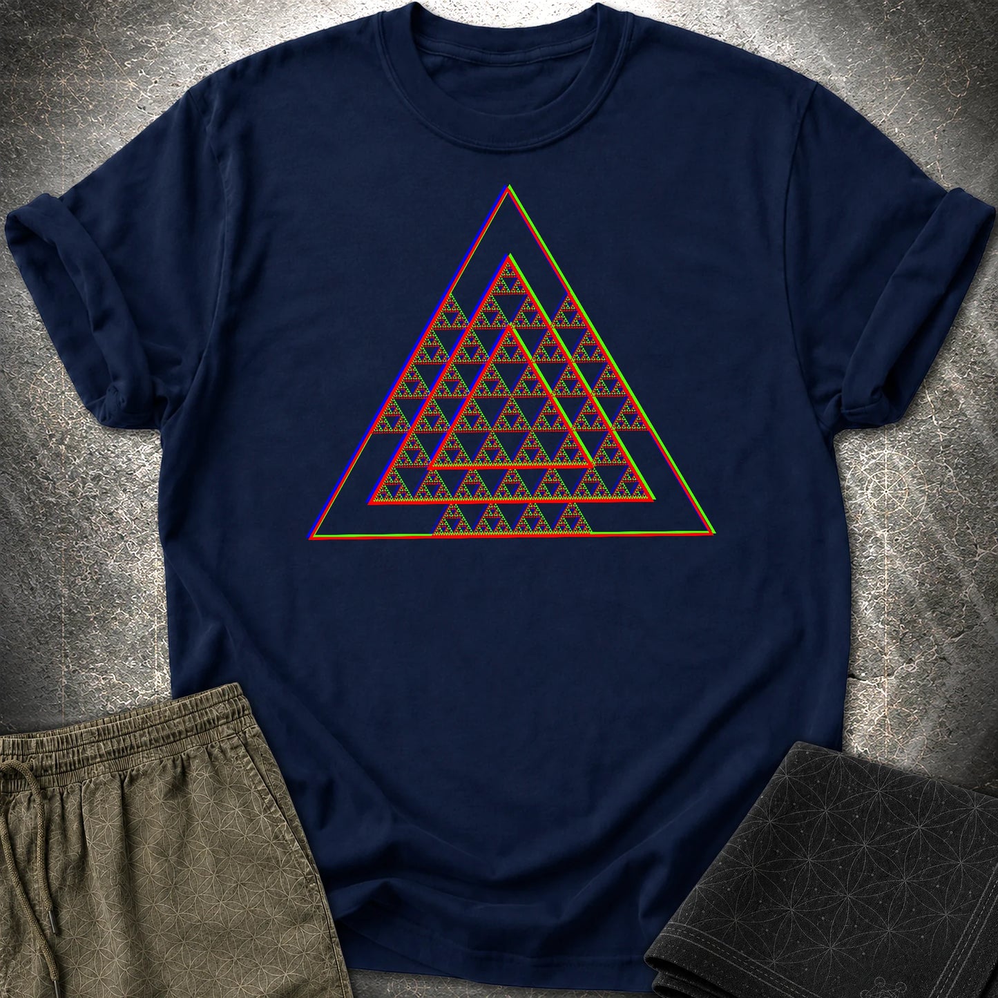 Sierpinski Glitch Triangle T-Shirt - Sierpinski Glitch Triangle T-Shirt - Navy