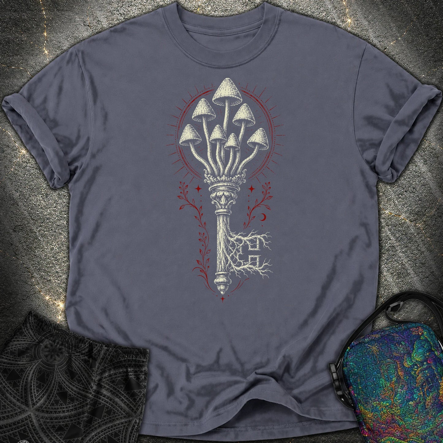 The Mushroom Key Comfort T-Shirt - The Mushroom Key Comfort T-Shirt - Navy