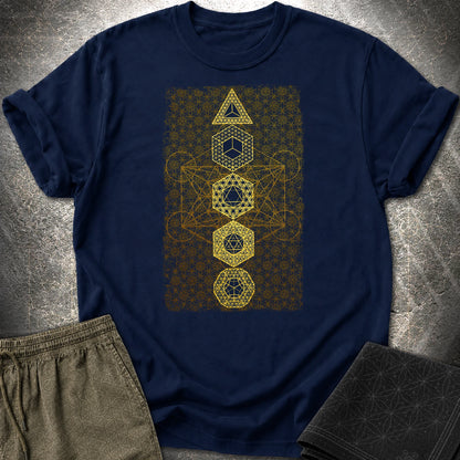 Platonic Solids Metatron's Background T-Shirt - Platonic Solids Metatron's Background T-Shirt - Navy