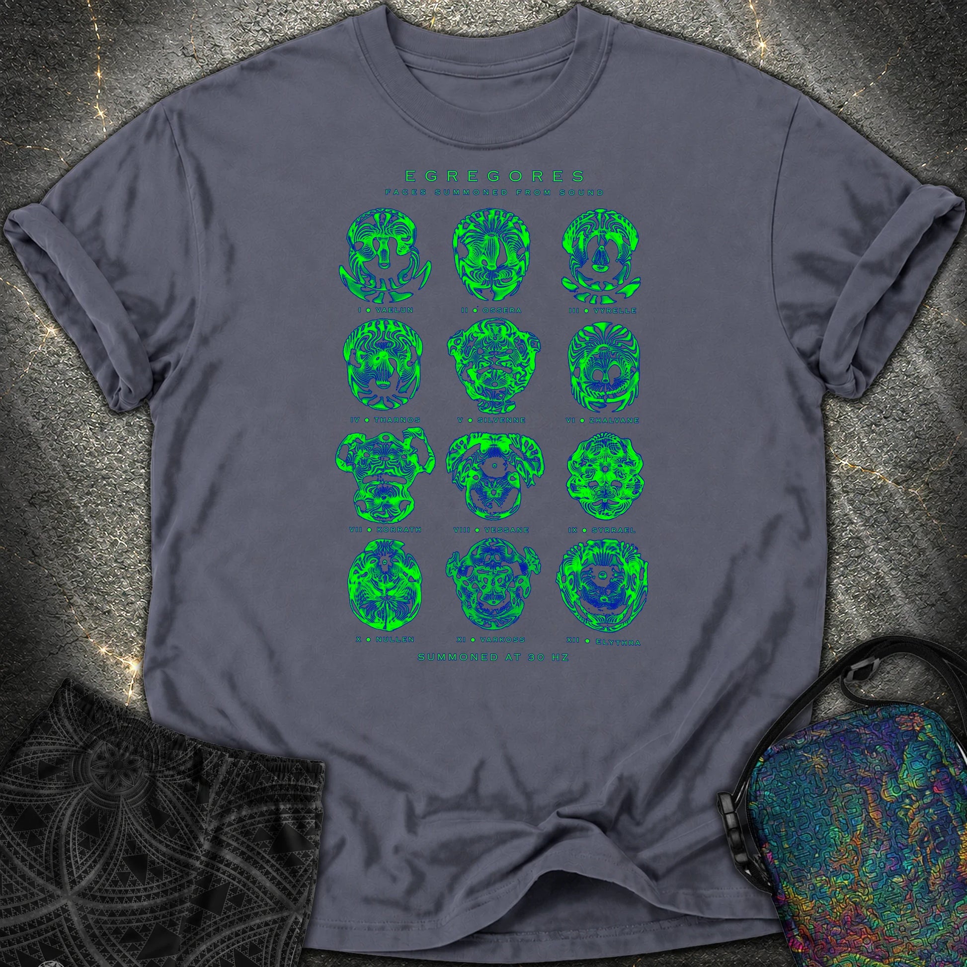 Egregores Cymatic Faces Comfort T-Shirt - Egregores Cymatic Faces Comfort T-Shirt - Navy