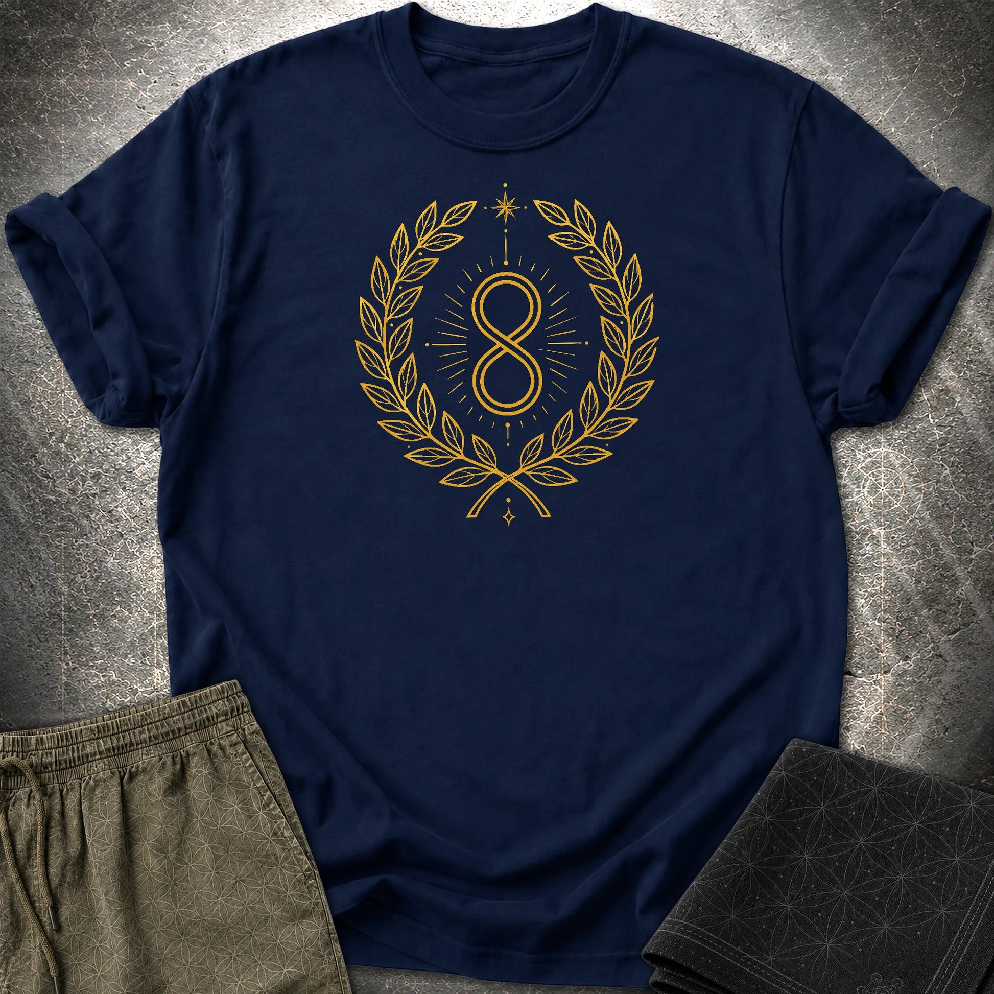 888 Infinity Wreath Unisex T-Shirt - 888 Infinity Wreath Unisex T-Shirt - Navy