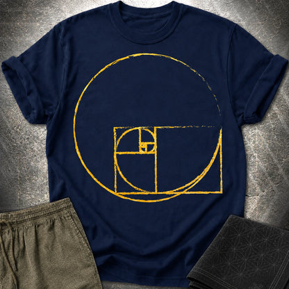 Golden Ratio Spiral Circle T-Shirt - Golden Ratio Spiral Circle T-Shirt - Navy