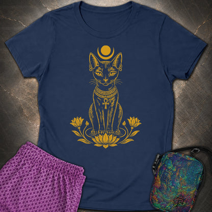 Sacred Cat of the Moon - Sacred Cat of the Moon Womens T-Shirt - Navy