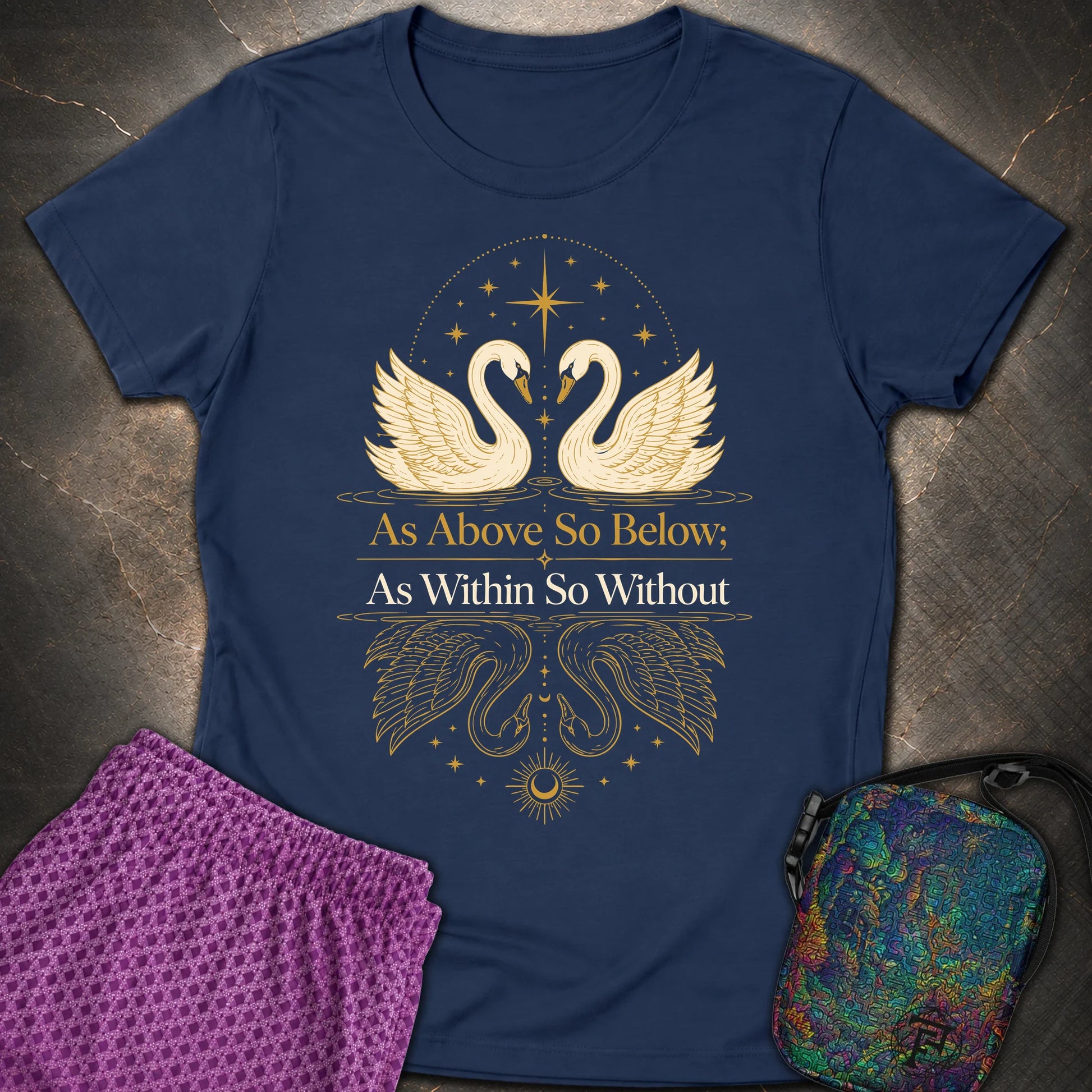 As Above So Below Swans - As Above So Below Swans Womens T-Shirt - Navy