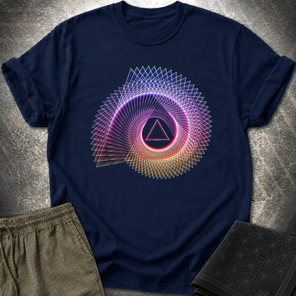 Spiralling Gradient Triangle T-Shirt - Spiralling Gradient Triangle T-Shirt - Navy