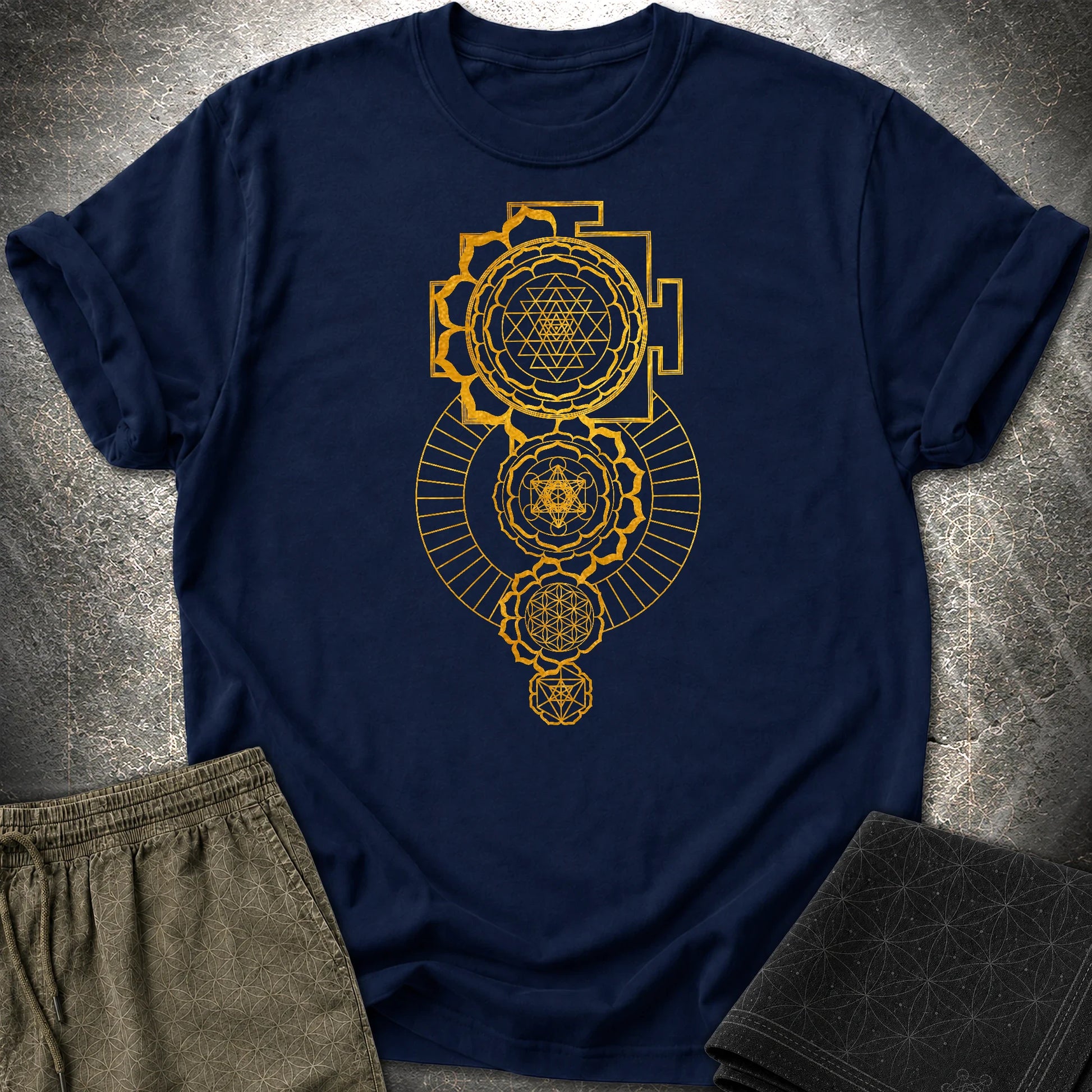 Sacred Mandalas T-Shirt - Sacred Mandalas T-Shirt - Navy