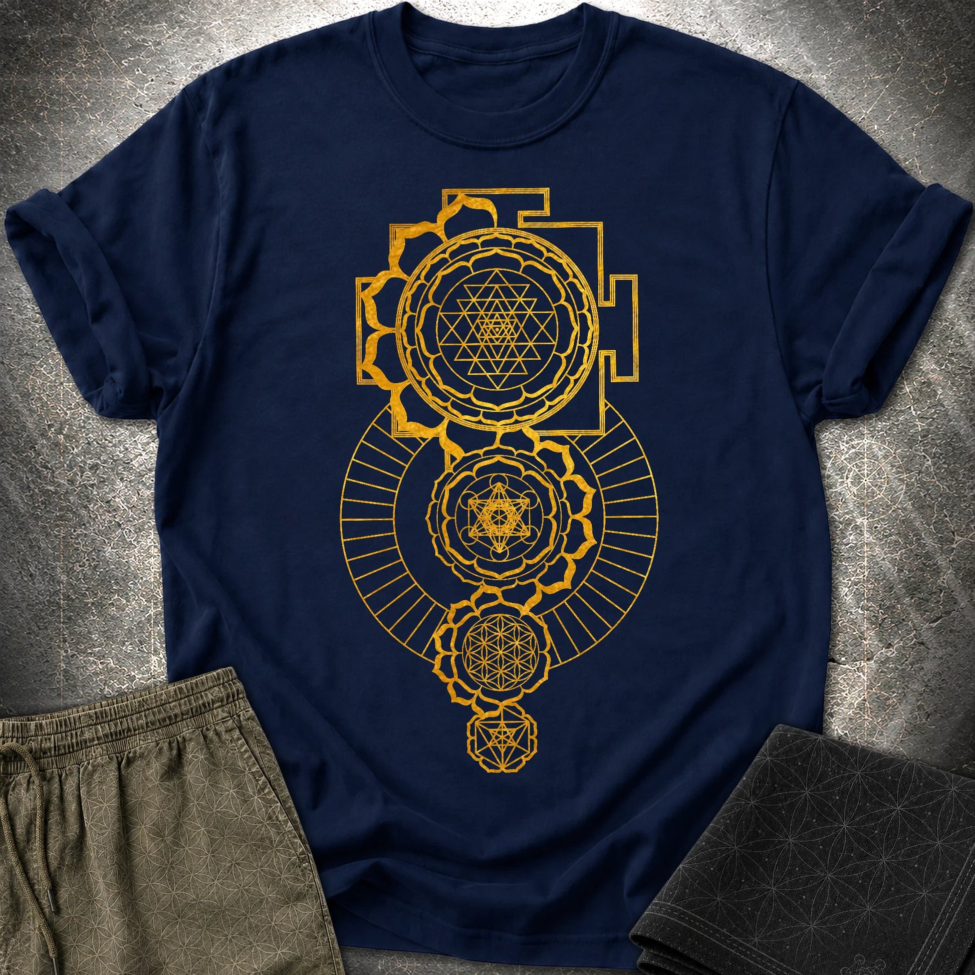 Sacred Mandalas T-Shirt - Sacred Mandalas T-Shirt - Navy