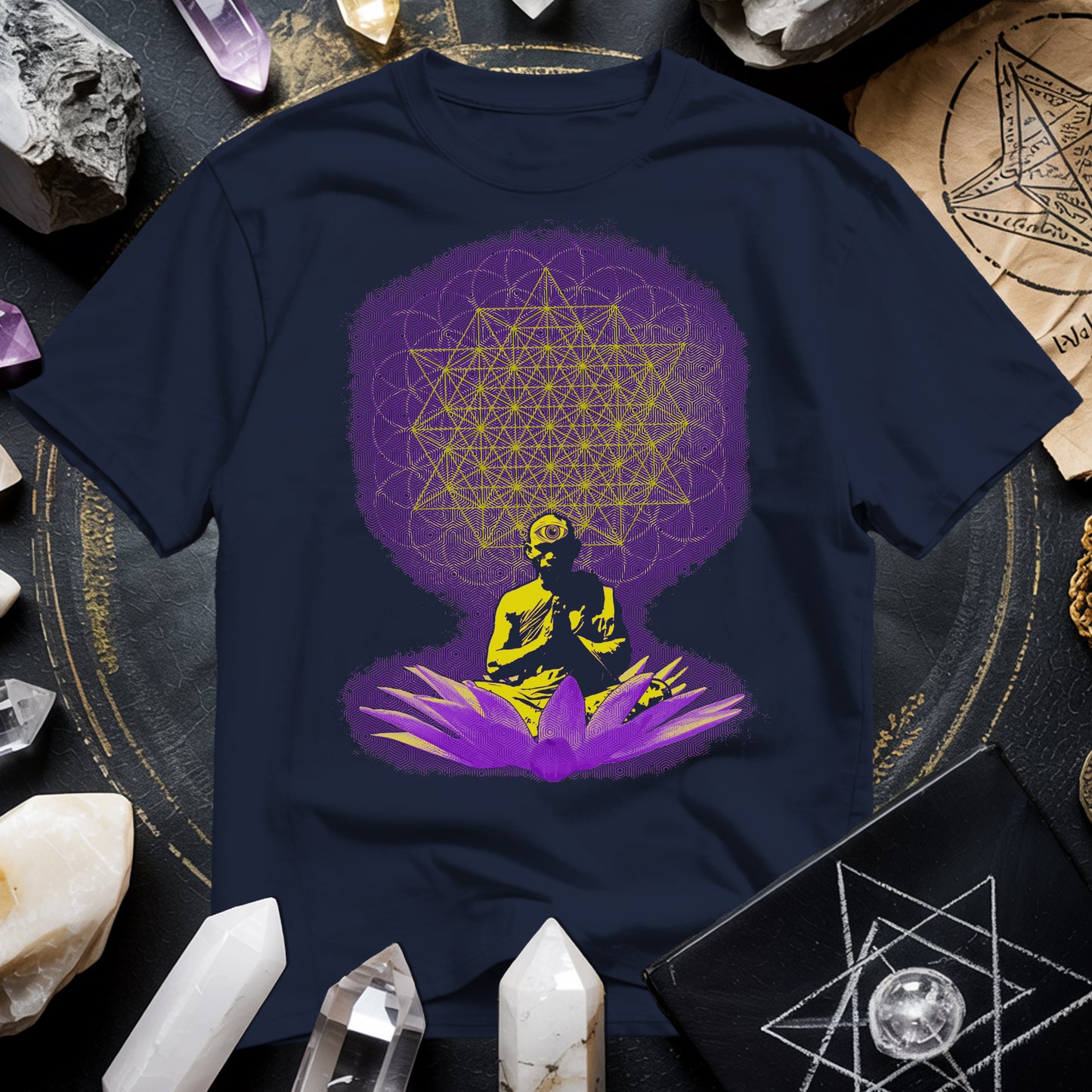 Meditating Monk Tetrahedron T-Shirt