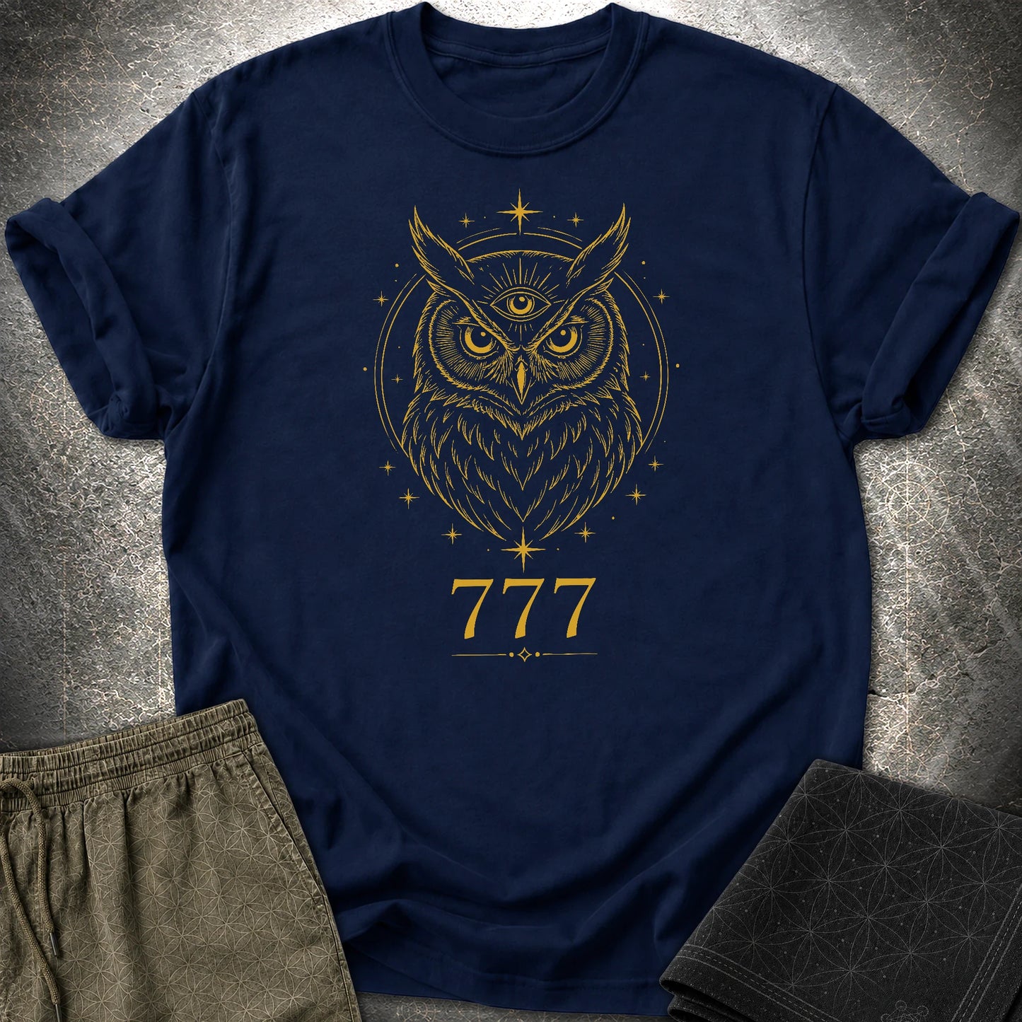 777 Mystic Owl T-Shirt - 777 Mystic Owl T-Shirt - Navy