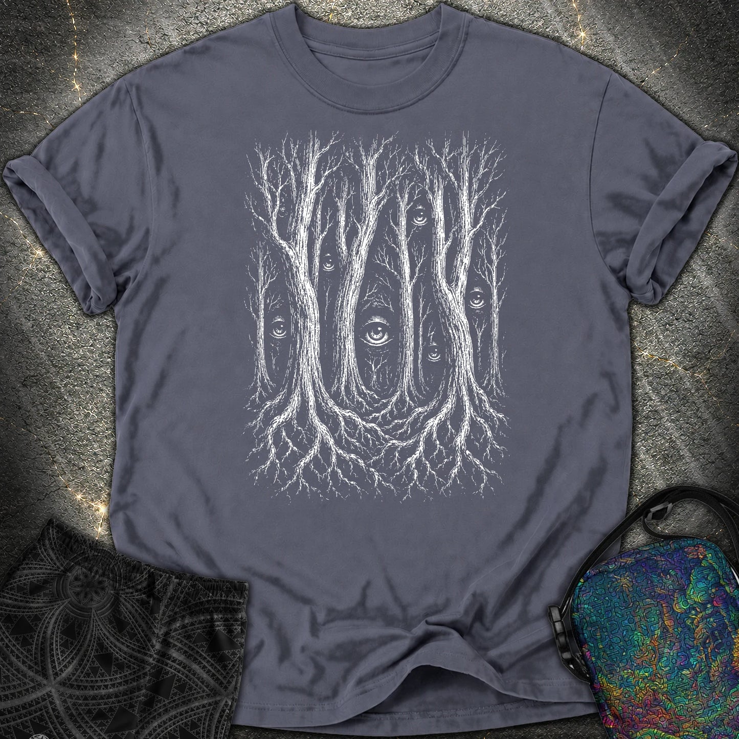 Forest Consciousness Watching Comfort T-Shirt - Forest Consciousness Watching Comfort T-Shirt - Navy