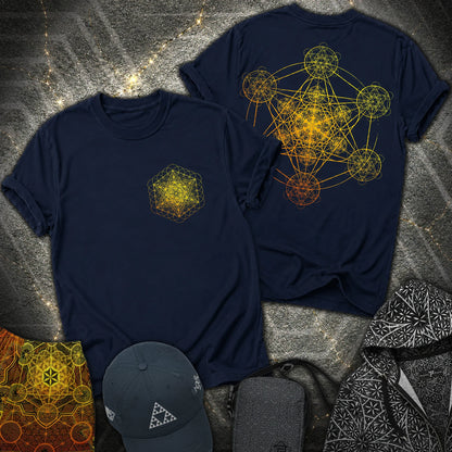 Fractal Metatron Universe 2 Sided T-Shirt - Fractal Metatron Universe 2 Sided T-Shirt - Navy