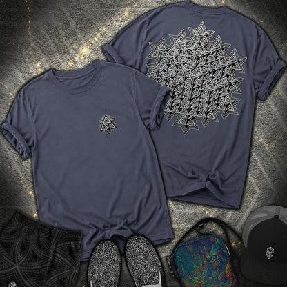 Sacred Silver Merkaba 2 Sided Comfort T-Shirt - Sacred Silver Merkaba 2 Sided Comfort T-Shirt - Navy