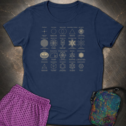 Sacred Geometry Figures Womens T-Shirt - Sacred Geometry Figures Womens T-Shirt - Navy