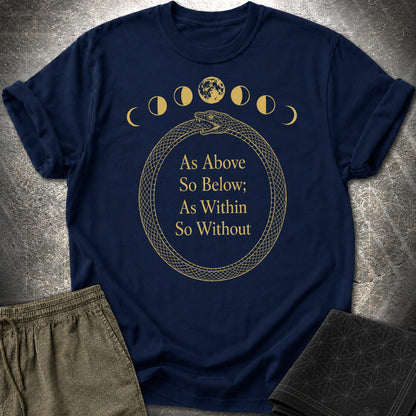 As Above So Below Gold Ouroboros - As Above So Below Gold Ouroboros T-Shirt - Navy