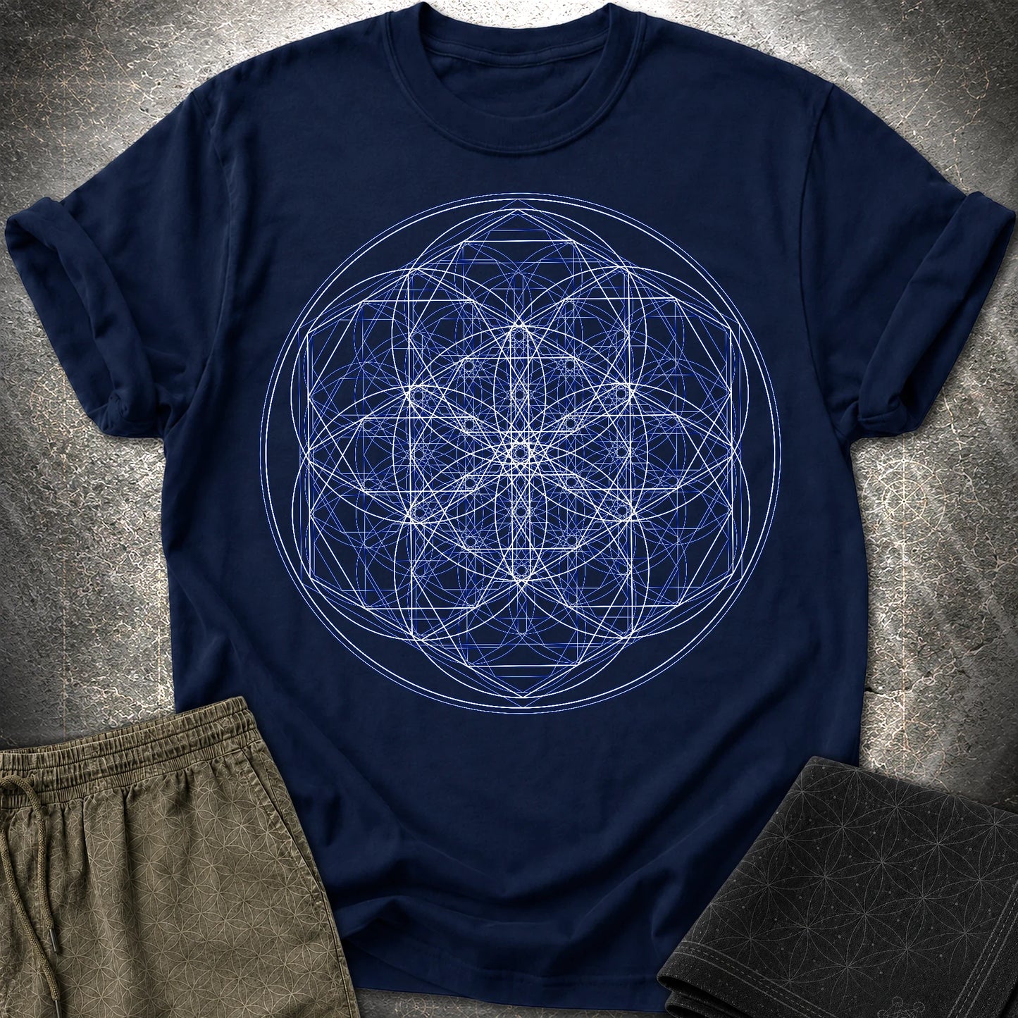 Sacred Flower Grids - Sacred Flower Grids T-Shirt - Navy