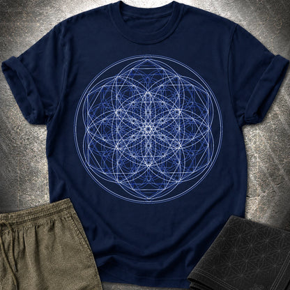 Sacred Flower Grids - Sacred Flower Grids T-Shirt - Navy
