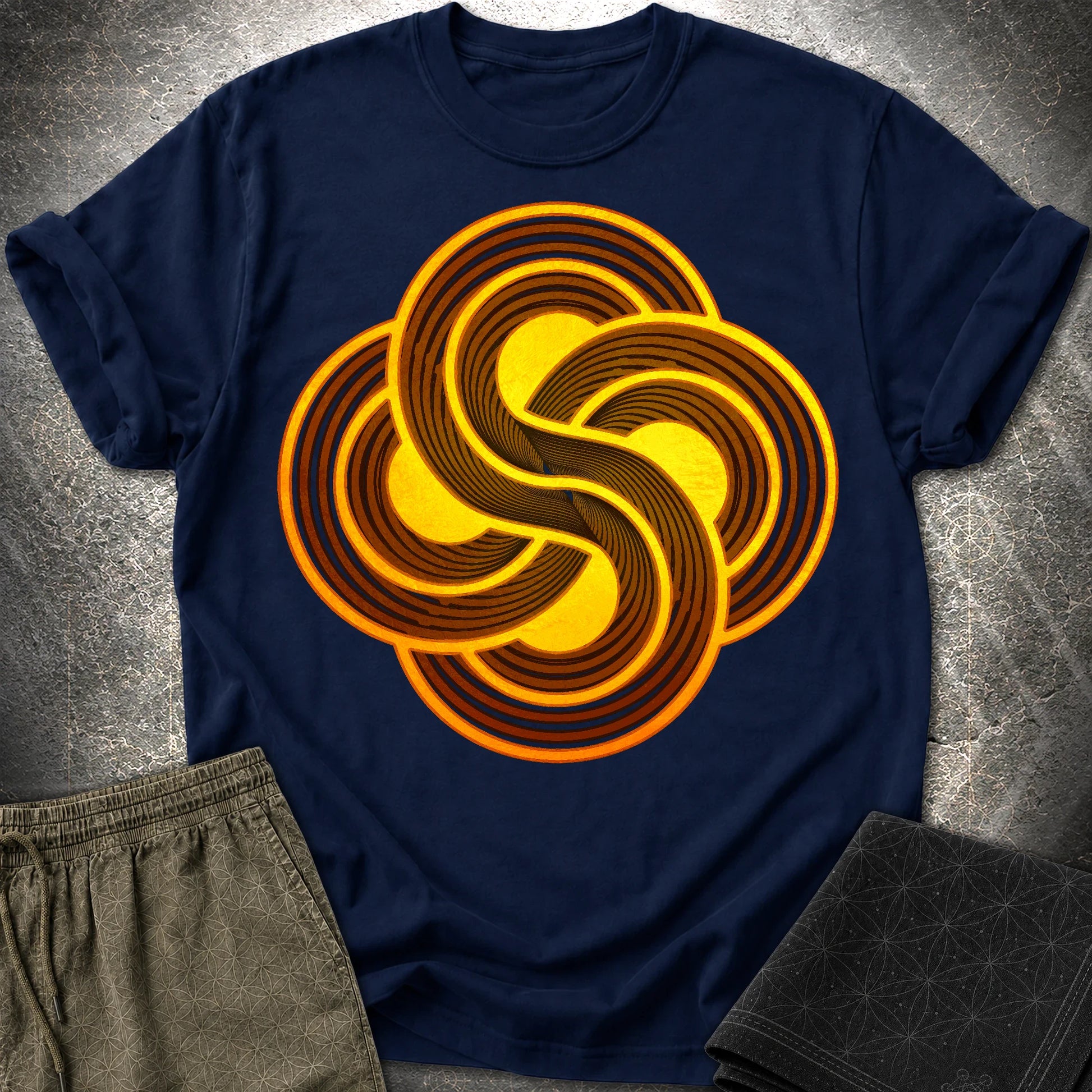 Crop Circle Flow T-Shirt - Crop Circle Flow T-Shirt - Navy