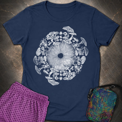 Mushroom Iris - Mushroom Iris Womens T-Shirt - Navy