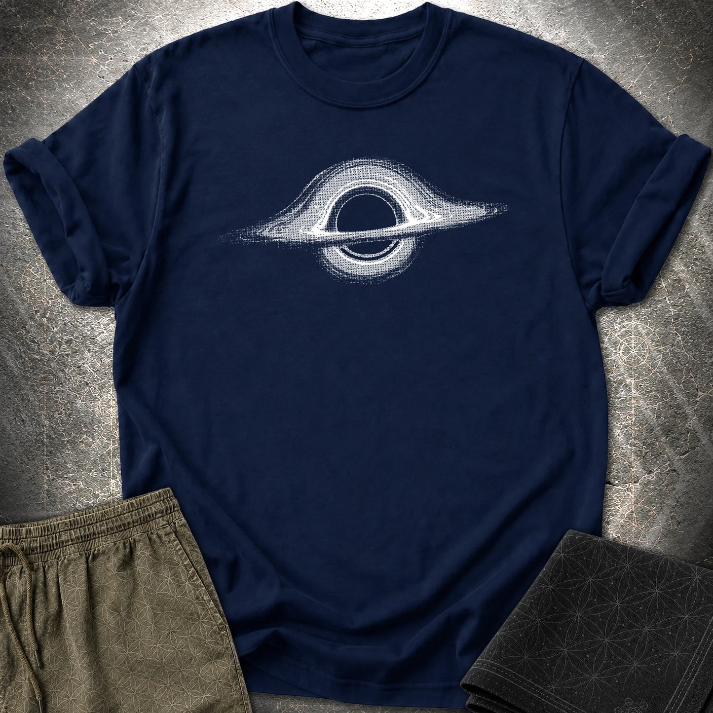 Black Hole T-Shirt, Cosmic Void Graphic Tee, Space Singularity Shirt, Minimal Astronomy Sci Fi Tee - Black Hole T-Shirt, Cosmic Void Graphic Tee, Space Singularity Shirt, Minimal Astronomy Sci Fi Tee - Navy