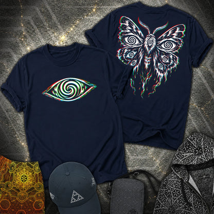 Hypnotic Eye Moth 2 Sided T-Shirt - Hypnotic Eye Moth 2 Sided T-Shirt - Navy