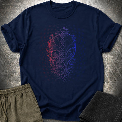 Alien Skull Cosmic Fungi T-Shirt - Alien Skull Cosmic Fungi T-Shirt - Navy