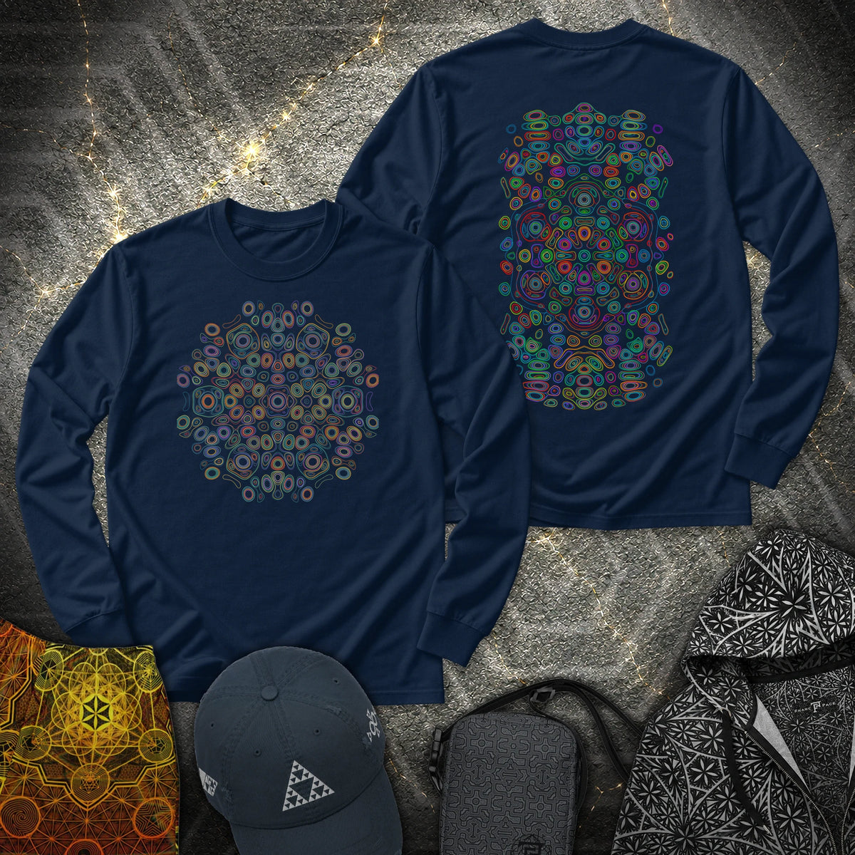 Frequency Of Color 2 Sided - Frequency Of Color 2 Sided Long Sleeve Shirt - Navy