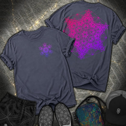 Metatron's Tesseract 2 Sided Comfort T-shirt - Metatron's Tesseract 2 Sided Comfort T-shirt - Navy
