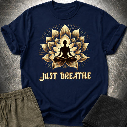 Just Breath Yoga Lotus T-Shirt - Just Breath Yoga Lotus T-Shirt - Navy