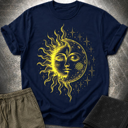 Celestial Sun Moon T-Shirt, Mystic Duality Shirt, Spiritual Cosmic Graphic Tee - Celestial Sun Moon T-Shirt, Mystic Duality Shirt, Spiritual Cosmic Graphic Tee - Navy
