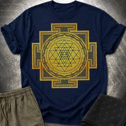 Sri Yantra Intricate Patterns T-Shirt - Sri Yantra Intricate Patterns T-Shirt - Navy