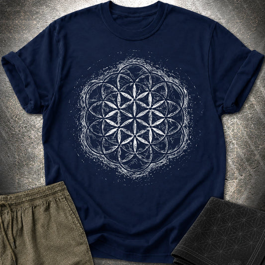 Quantum Flower of Life Shirt T-Shirt - Quantum Flower of Life Shirt T-Shirt - Navy