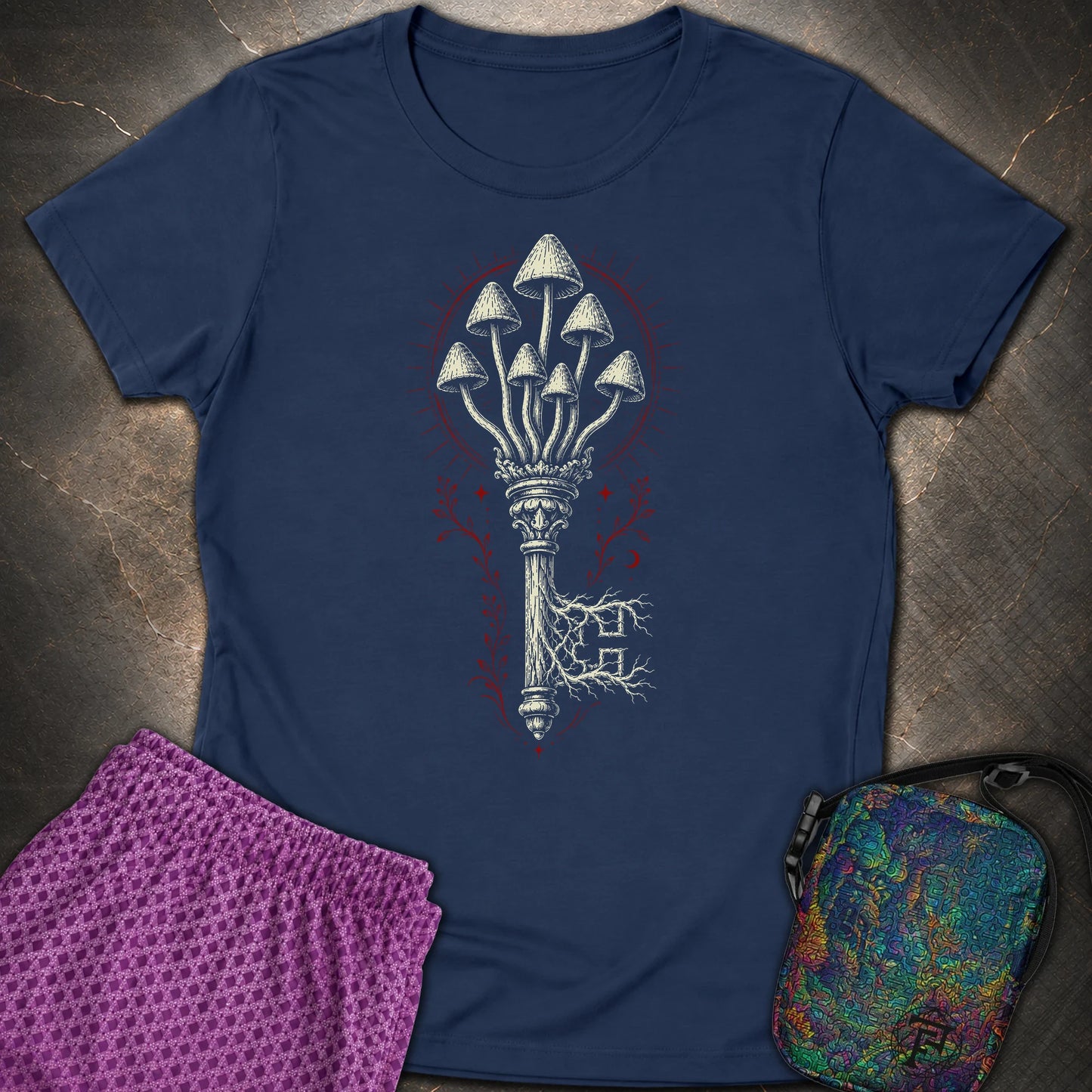 The Mushroom Key - The Mushroom Key Womens T-Shirt - Navy
