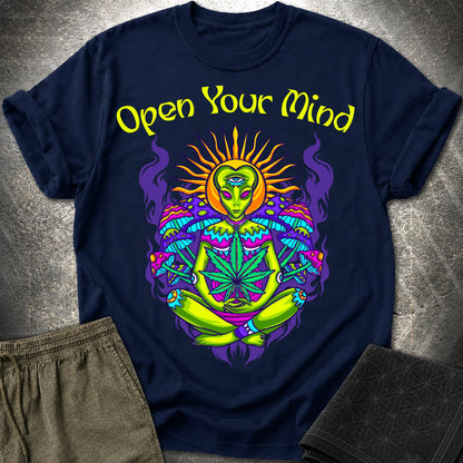 Open Your Mind Alien T-Shirt - Open Your Mind Alien T-Shirt - Navy