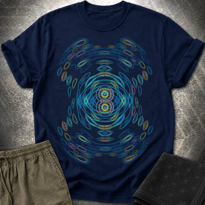 Cymatics Shirt - Sound Wave Frequency Pattern Optical Art T-Shirt - Cymatics Shirt - Sound Wave Frequency Pattern Optical Art T-Shirt - Navy