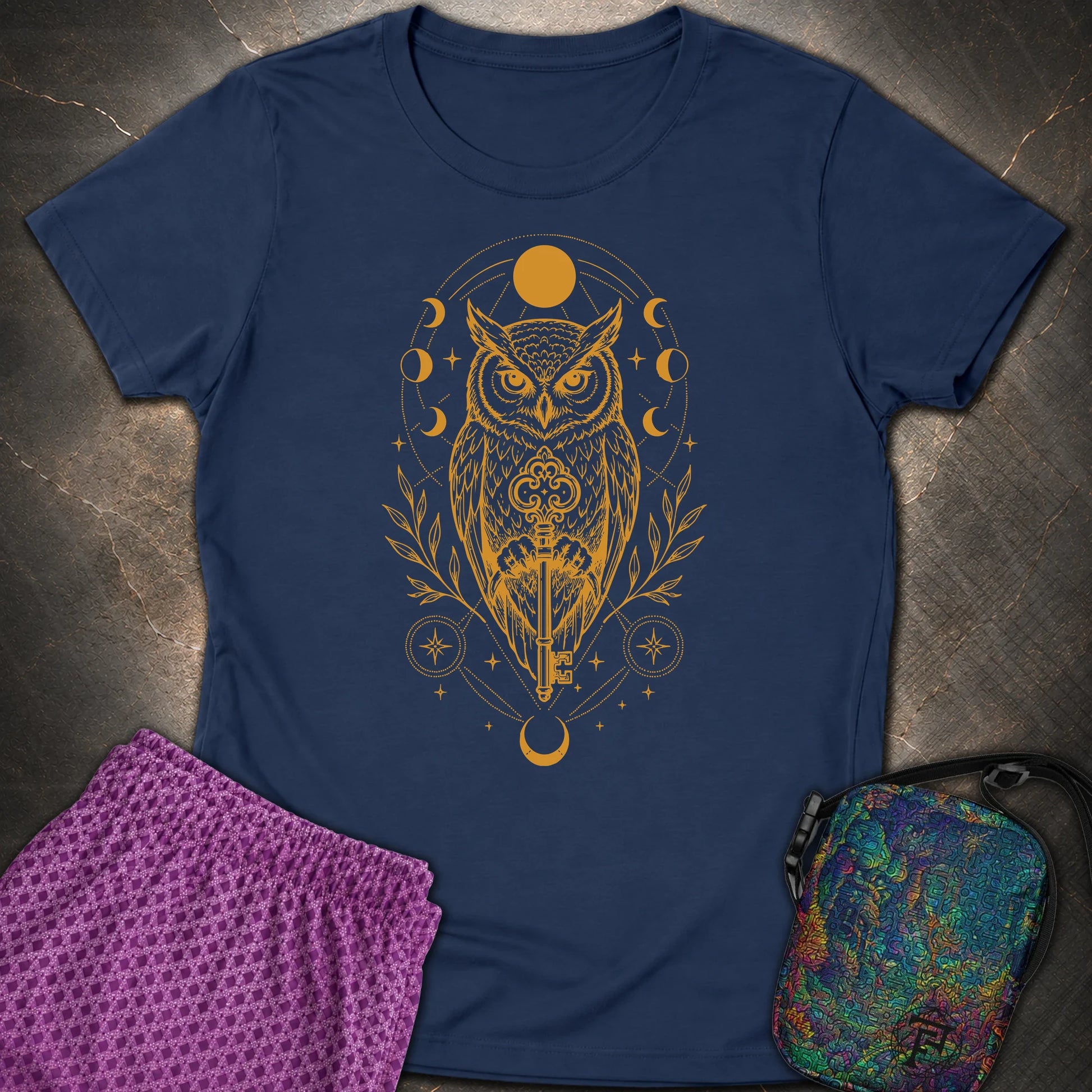 Owl Wisdom Key - Owl Wisdom Key Womens T-Shirt - Navy
