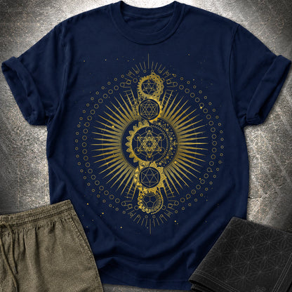 Sacred Geometry Radiating Mandala - Sacred Geometry Radiating Mandala T-Shirt - Navy