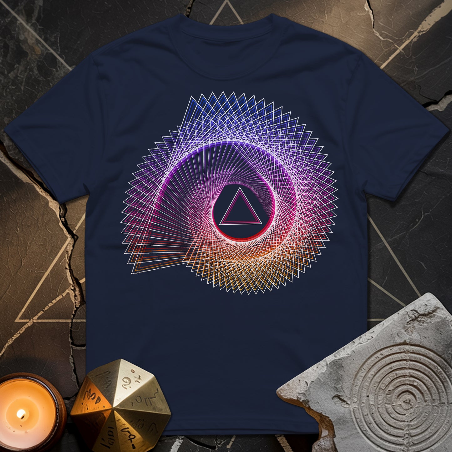 Spiralling Gradient Triangle T-Shirt
