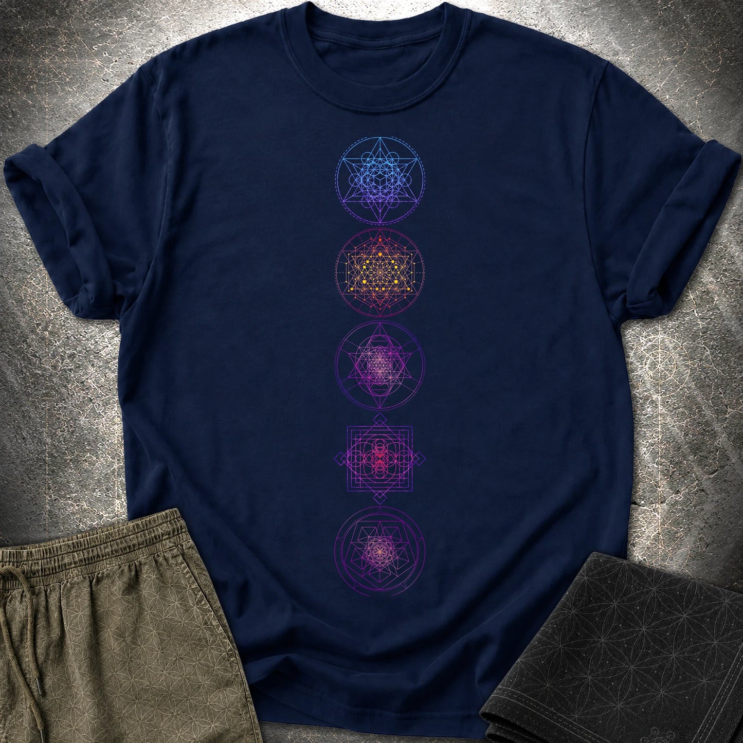 Sacred Geometry T-Shirt - Sacred Geometry T-Shirt - Navy